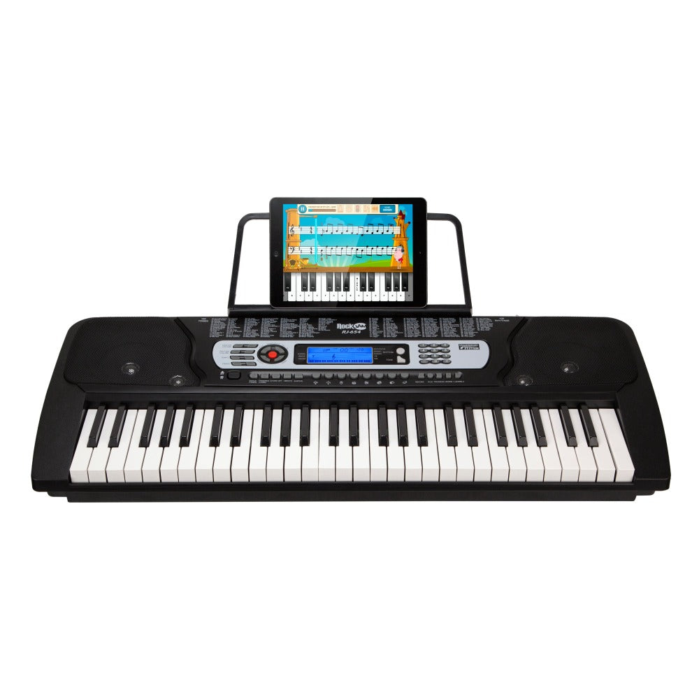 RockJam 49 Key Keyboard Piano with Power Supply, Sheet Music Stand, Piano  Note Stickers & Simply Piano Lessons, Black