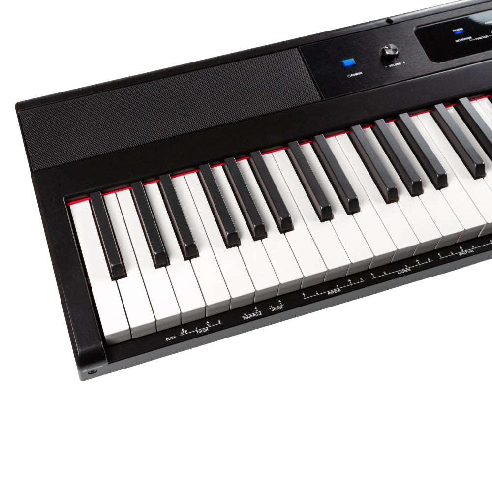 RockJam 88 Key Digital Piano Keyboard with Full Size Semi-Weighted Keys,  Power Supply, Sheet Music Stand, and Piano Note Stickers